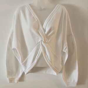 Ocean Drive Cropped Knotted Sweatshirt White Sz Small Oversized Euc